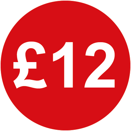 £12 Round Price Labels Red