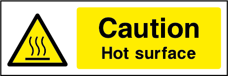 Caution Hot Surface Rectangle Labels
