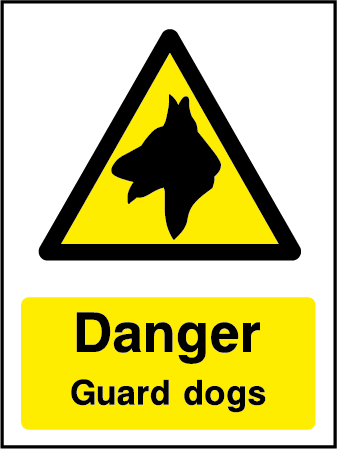 Warning Guard Dogs Hazard Rectangle Labels
