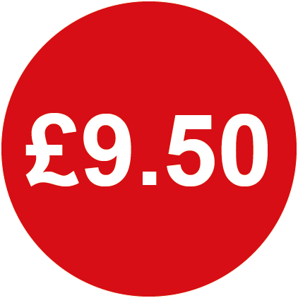 £9.50 Round Price Labels Red