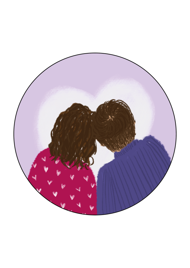 Cute Couple Round Valentines Day Themed Stickers