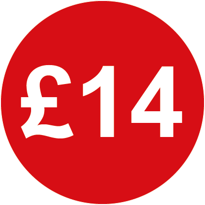 £14 Round Price Labels Red