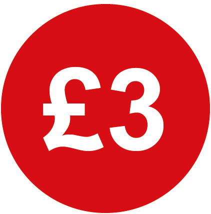 £3 Round Price Labels Red