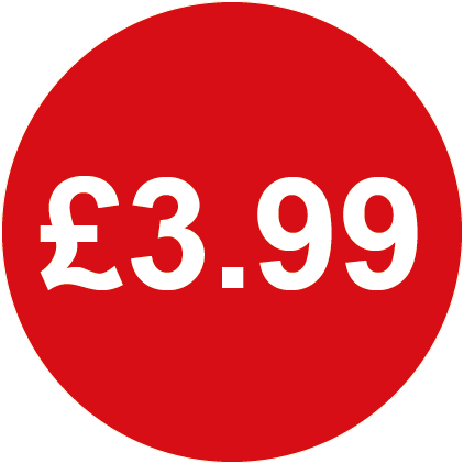 £3.99 Round Price Labels Red