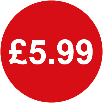 £5.99 Round Price Labels Red
