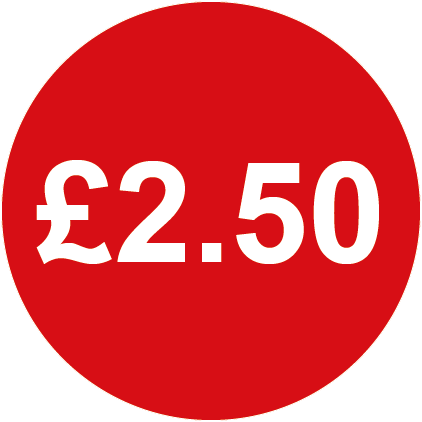 £2.50 Round Price Labels Red