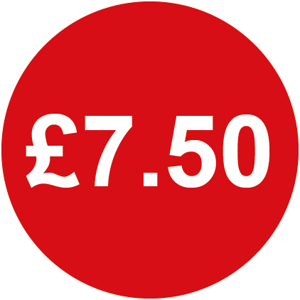 £7.50 Round Price Labels Red