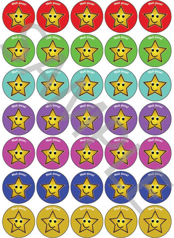 Well Done Reward Stickers Mixed Colour