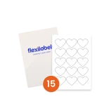 15 Custom Heart Labels per A4 Sheets 57.7 mm x 47.9 mm