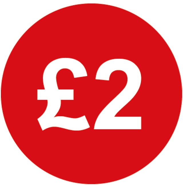 £2 Round Price Labels Red