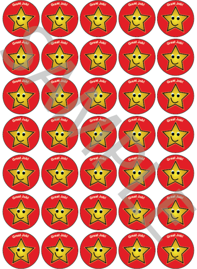 Great Job Star Reward Stickers Red