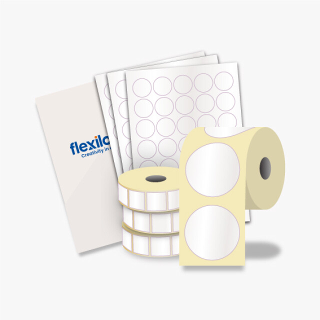 Semi Gloss White Opaque, Permanent Adhesive Labels